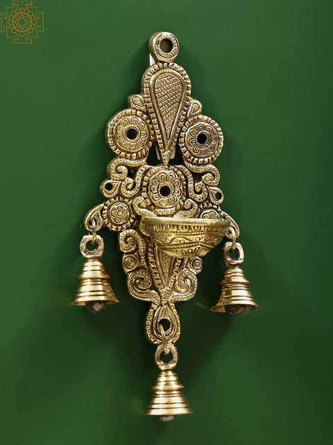 Brass Hanging Diya with Bell