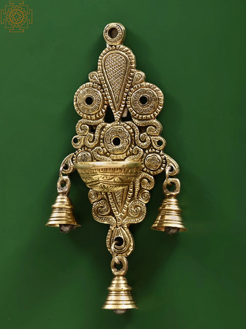 Brass Hanging Diya with Bell