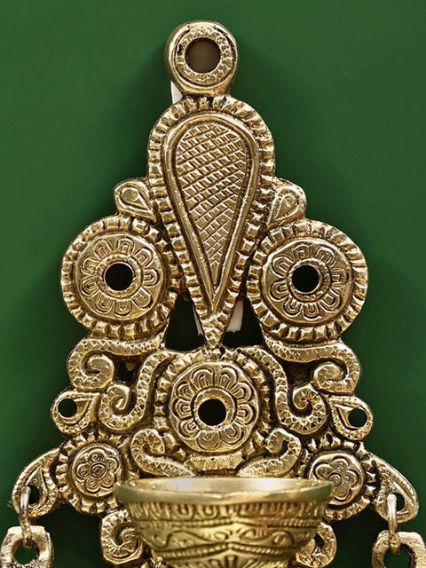 Brass Hanging Diya with Bell
