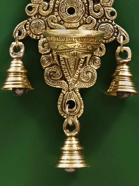 Brass Hanging Diya with Bell