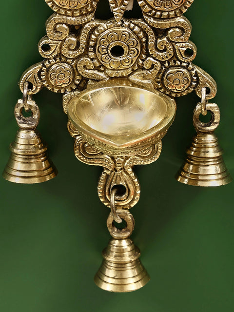 Brass Hanging Diya with Bell
