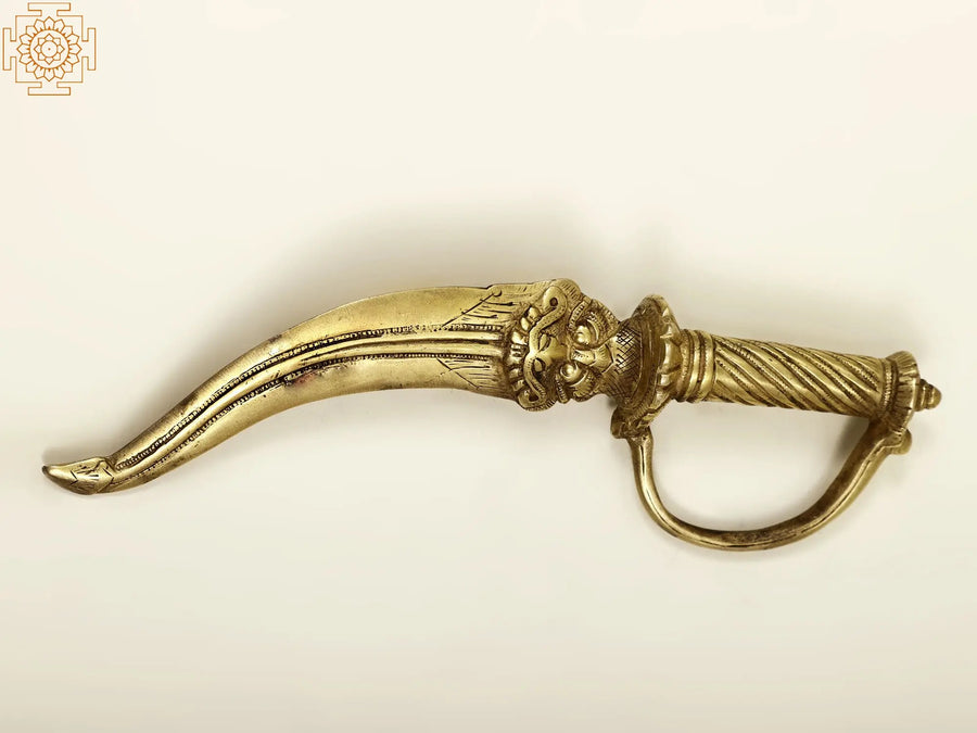 11" Brass Kirtimukha Design Dagger Statue