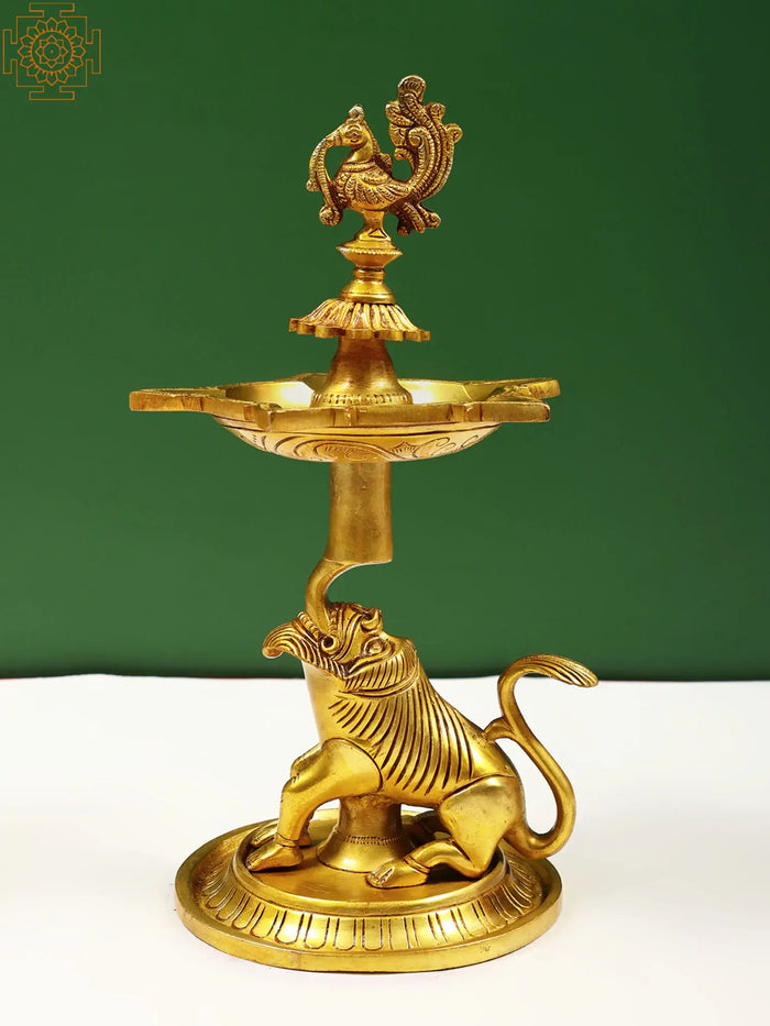 12" Brass Peacock Table Lamp for Home Decor