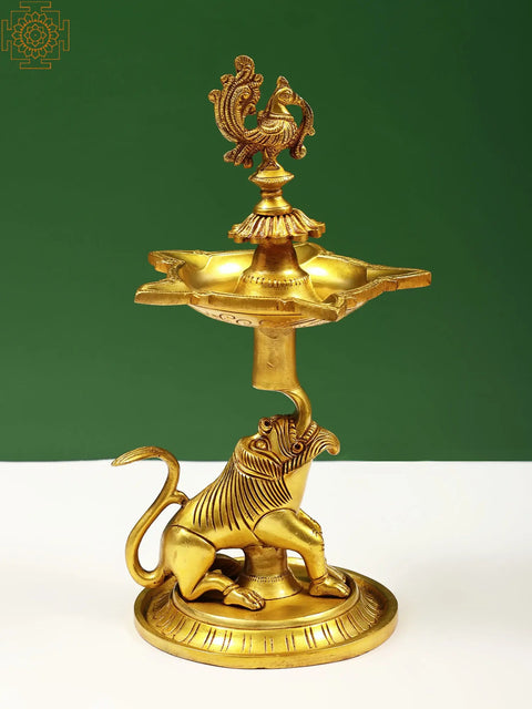 12" Brass Peacock Lamp