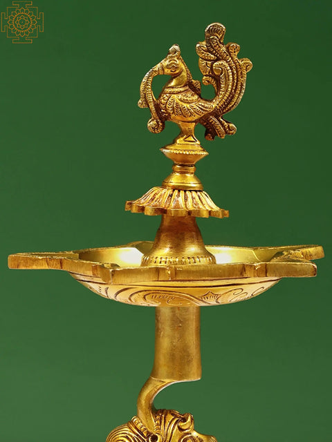 12" Brass Peacock Lamp