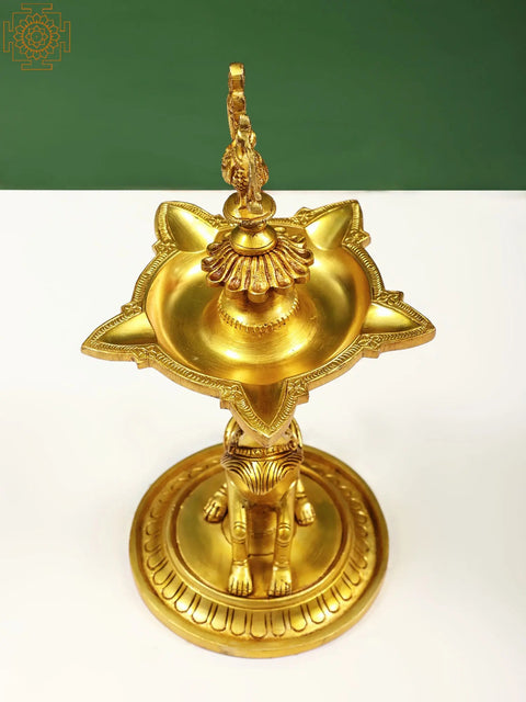 12" Brass Peacock Lamp