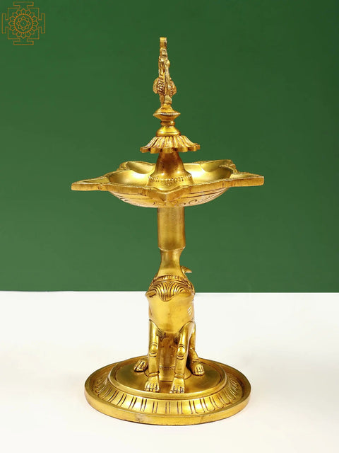 12" Brass Peacock Lamp