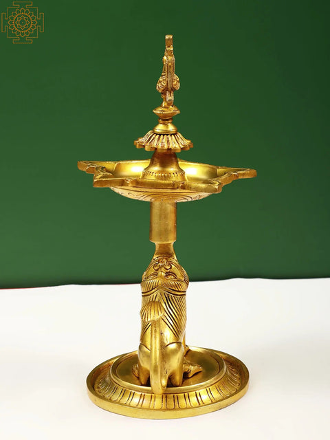 12" Brass Peacock Lamp