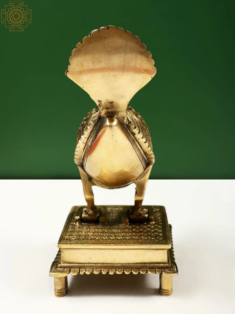 9" Peacock-shaped Engraved Brass Hookah Base
