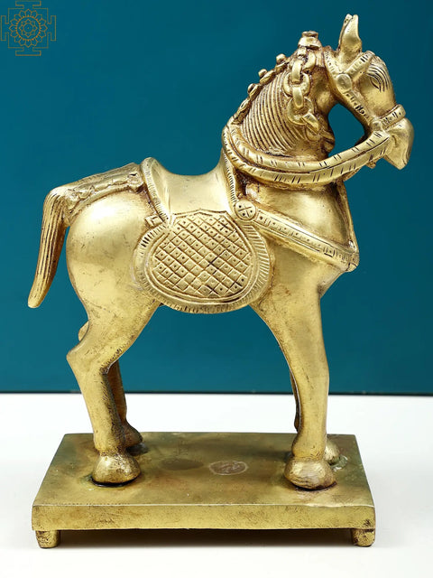 7" Small Brass Horse Statue