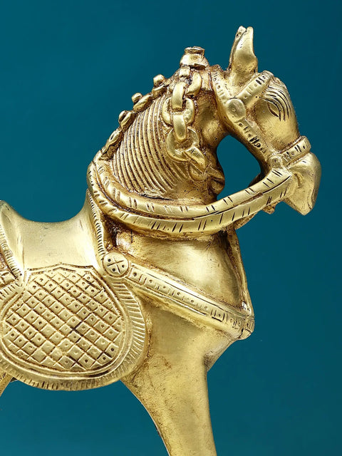 7" Small Brass Horse Statue
