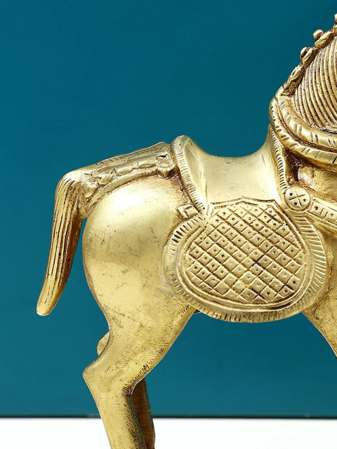 7" Small Brass Horse Statue