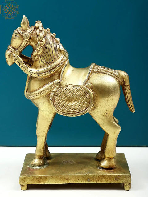 7" Small Brass Horse Statue