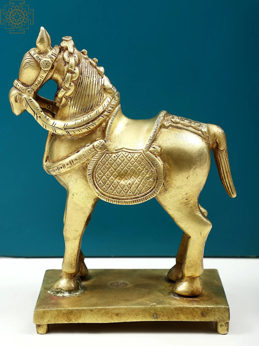 7" Small Brass Horse Statue for Home Decor