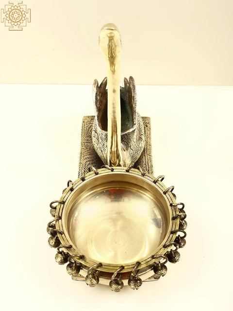 12" Traditional Urli with Swan For Home Decor