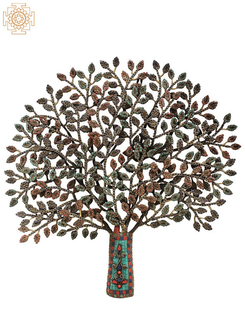 23" Brass Tree Wall Mounted with Inlay Work