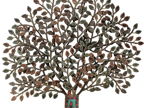 23" Brass Tree Wall Mounted with Inlay Work