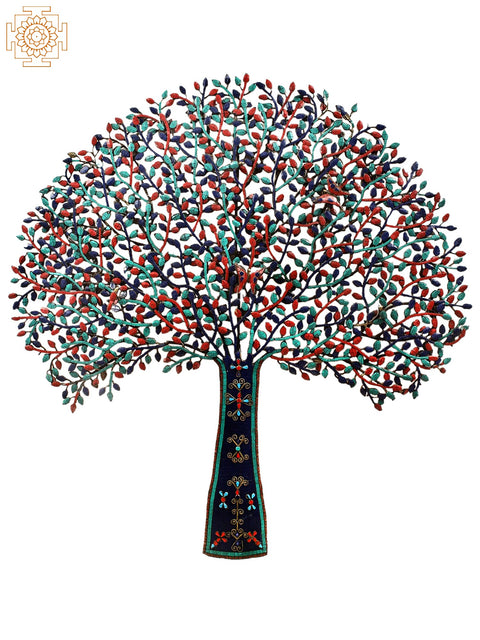 47" Large Brass Tree of Life Wall Mounted with Inlay Work