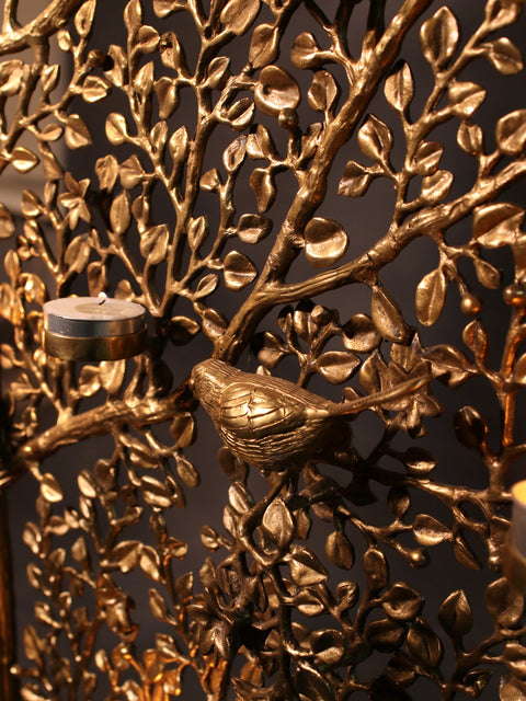 43" Large Brass Tree with Candle Holder