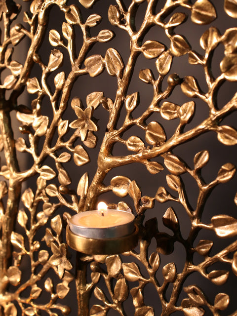 43" Large Brass Tree with Candle Holder