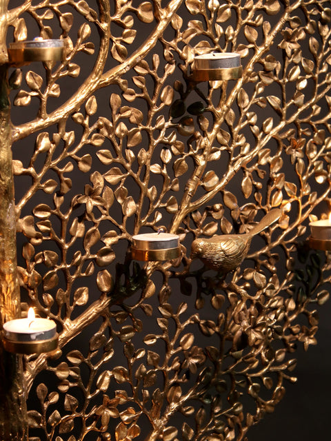 43" Large Brass Tree with Candle Holder