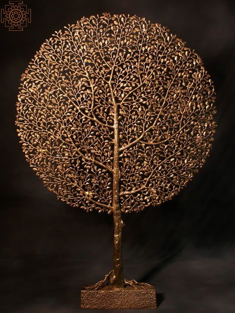 43" Large Brass Tree with Candle Holder