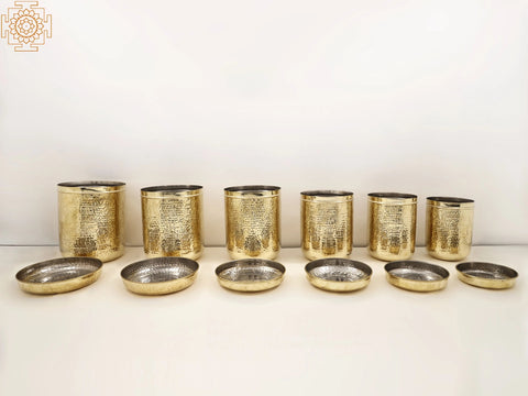 10" Set of Six Brass Grain Boxes