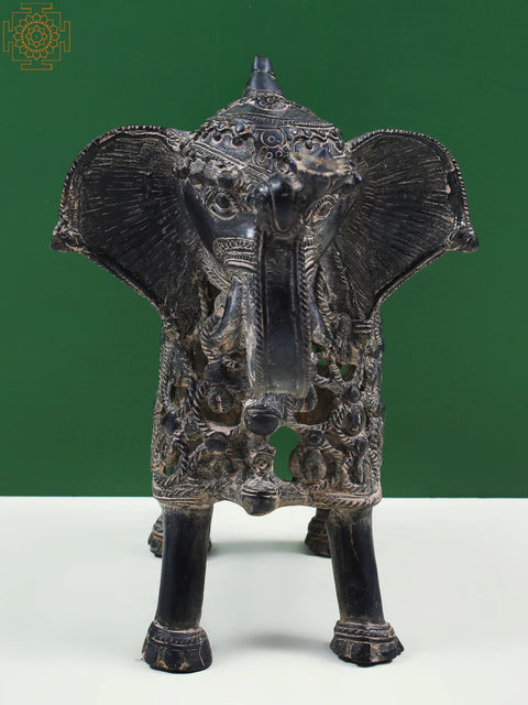 13" Elephant Figurine (Tribal Dhokra Art) in Brass