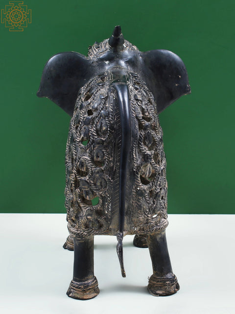 13" Elephant Figurine (Tribal Dhokra Art) in Brass