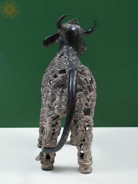 12" Brass Standing Nandi (Tribal Dhokra Art)
