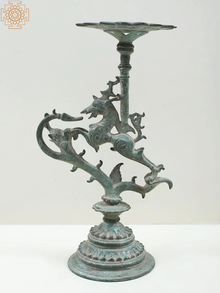 12" Brass Horse Candle Stand for Home Decor