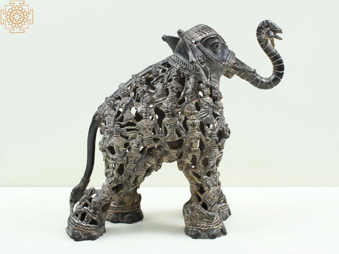 12" Brass Elephant (Tribal Dhokra Art) Figurine