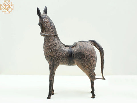14" Brass Decorated Horse Figurine