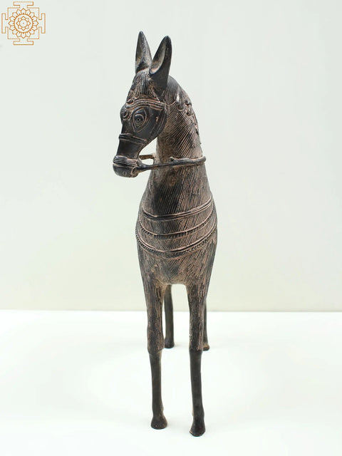 14" Brass Decorated Horse Figurine