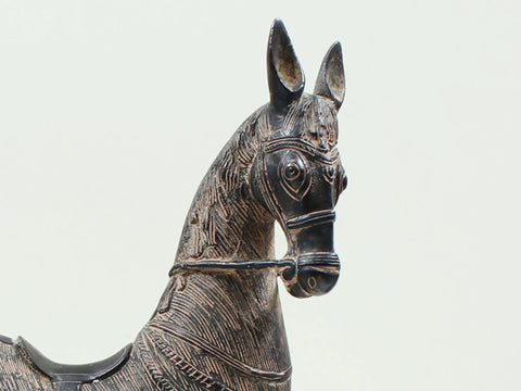 14" Brass Decorated Horse Figurine