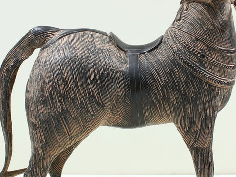 14" Brass Decorated Horse Figurine