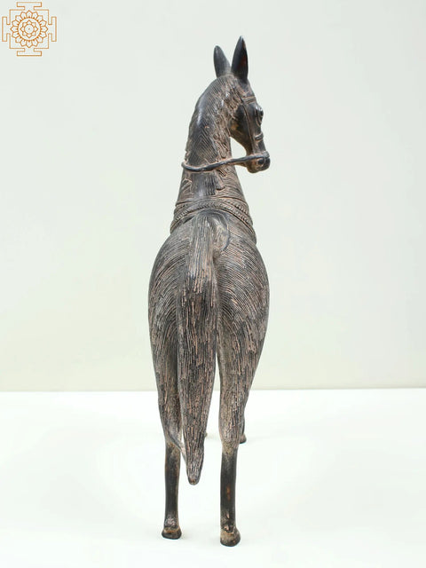 14" Brass Decorated Horse Figurine