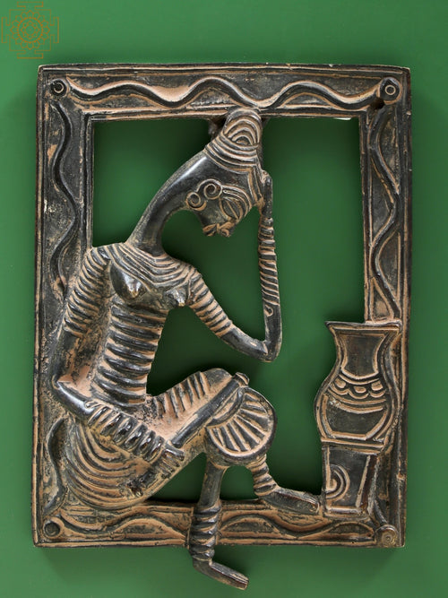 6" Vintage Tribal Lady Brass Wall Hanging