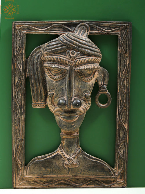 8" Vintage Tribal Men Brass Wall Hanging