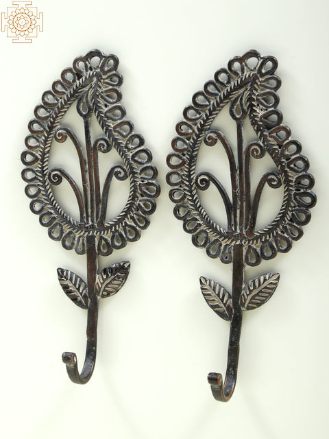 8" Brass Aamra Motif Vintage Tribal Key Hanger (Pair)