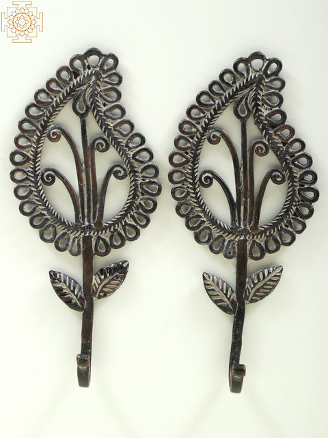 8" Brass Aamra Motif Vintage Tribal Key Hanger (Pair)