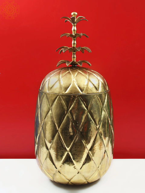 36" Large Brass Good Luck Pineapple