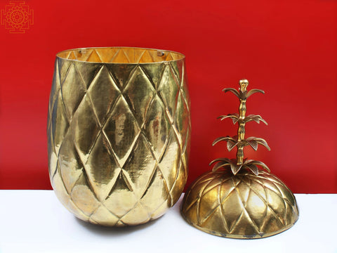 36" Large Brass Good Luck Pineapple