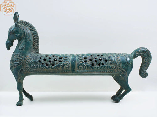 23" Brass Decorative Horse Statue with Hand Carving