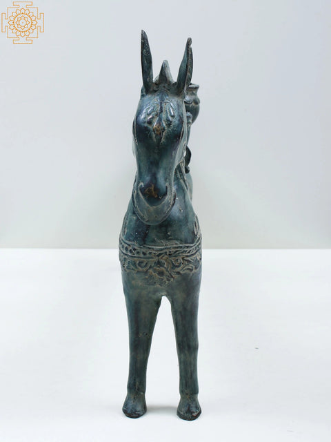 22" Brass Decorative Horse with Candle Stand