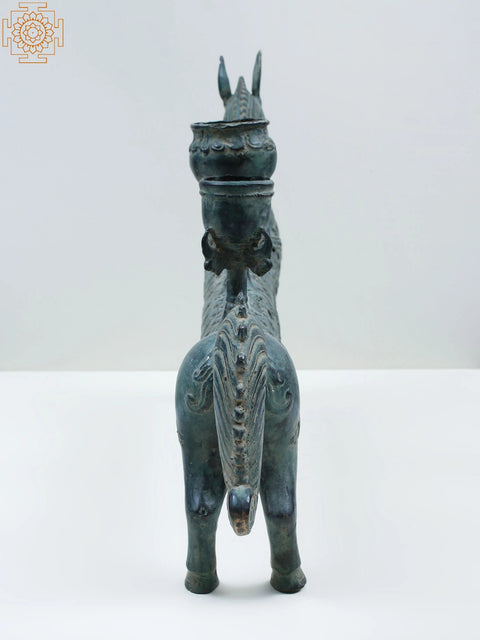 22" Brass Decorative Horse with Candle Stand