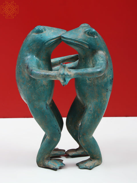 7" Small Brass Its Takes Two to Tango Dancing Frog