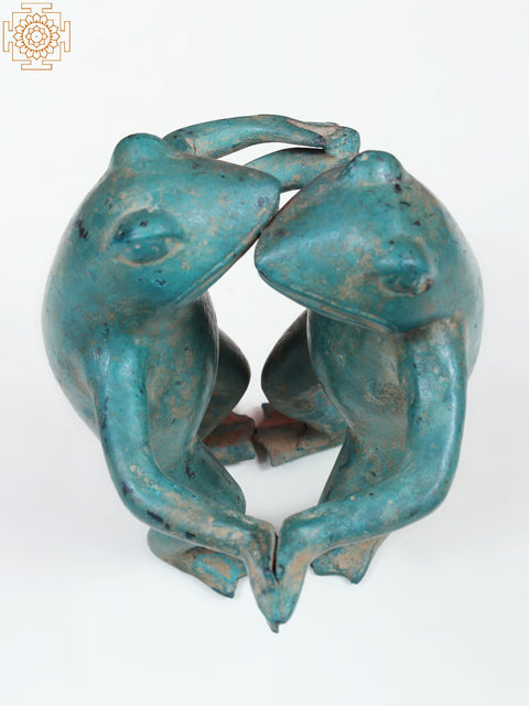 7" Small Brass Its Takes Two to Tango Dancing Frog