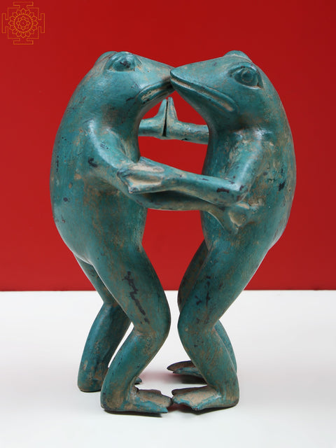 7" Small Brass Its Takes Two to Tango Dancing Frog