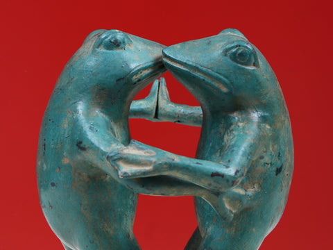 7" Small Brass Its Takes Two to Tango Dancing Frog
